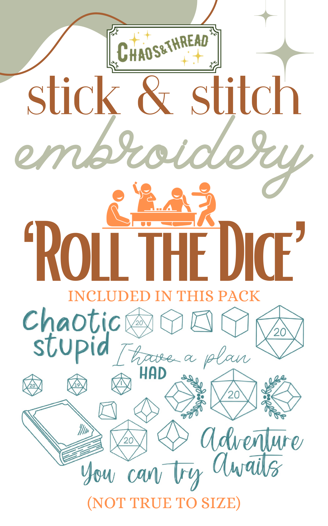 Chaos and Thread - Stick and Stitch pack - Roll the Dice
