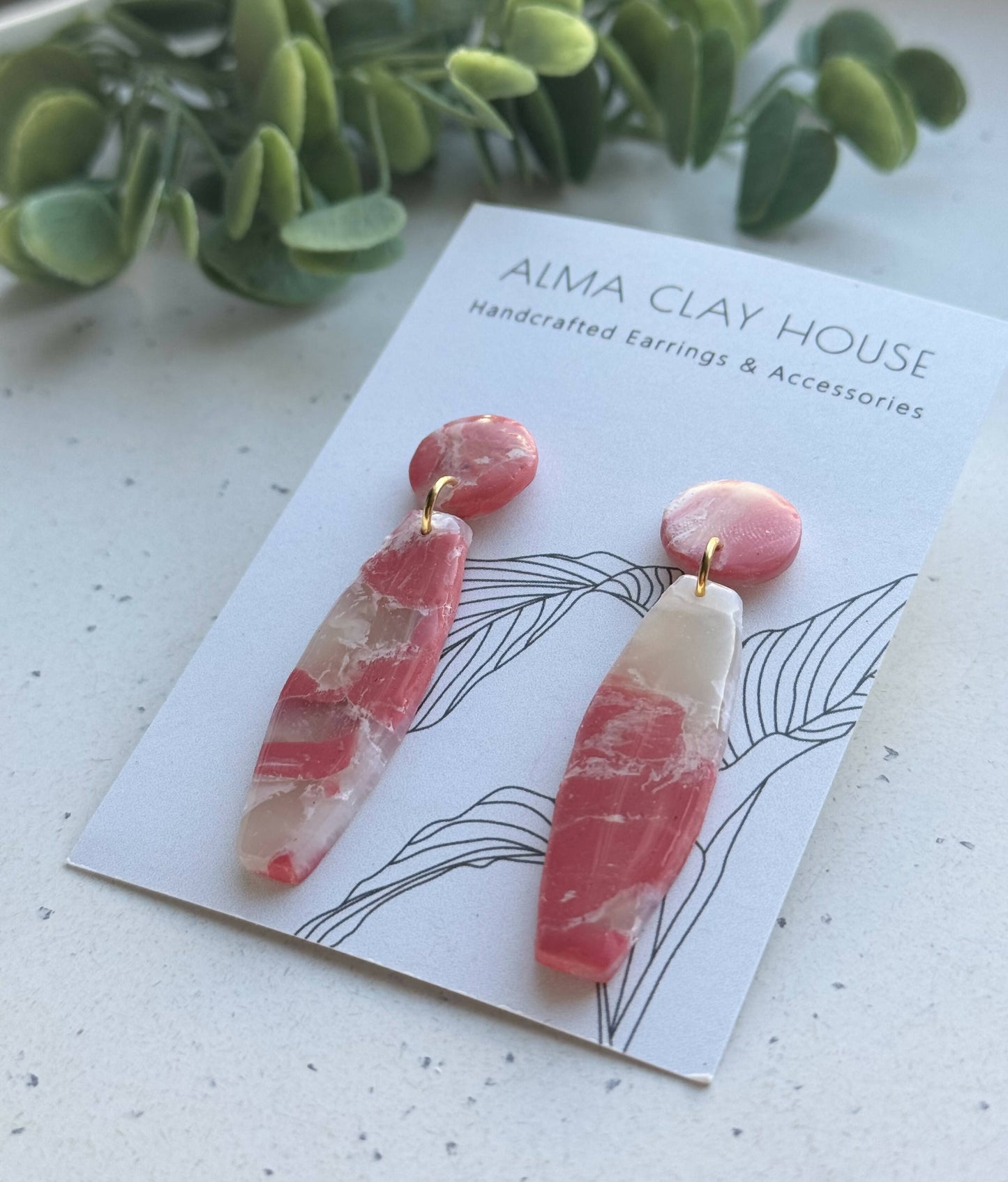 Coral Polymer Clay Earrings